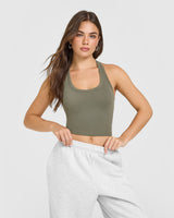 Cotton Fitted Mid Vest | Alpine Green