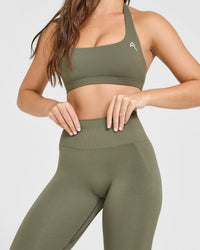 EffortlessLift™ Seamless Leggings with White Logo | Alpine Green