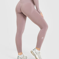 EffortlessLift™ Seamless Leggings with White Logo | Dusty Purple