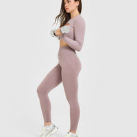 EffortlessLift™ Seamless Leggings with White Logo | Dusty Purple