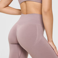 EffortlessLift™ Seamless Leggings with White Logo | Dusty Purple