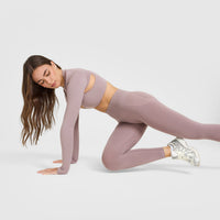 EffortlessLift™ Seamless Leggings with White Logo | Dusty Purple