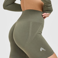 EffortlessLift™ Seamless Shorts with White Logo | Alpine Green