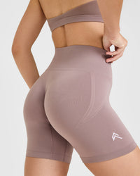 EffortlessLift™ Seamless Shorts with White Logo | Dusty Purple