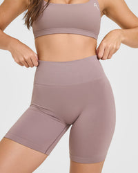 EffortlessLift™ Seamless Shorts with White Logo | Dusty Purple