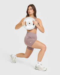 EffortlessLift™ Seamless Shorts with White Logo | Dusty Purple