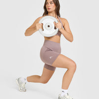 EffortlessLift™ Seamless Shorts with White Logo | Dusty Purple