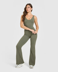 SoftMotion™ Scoop Back Flared All In One Long | Alpine Green