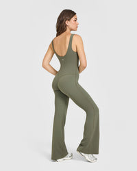 SoftMotion™ Scoop Back Flared All In One Long | Alpine Green