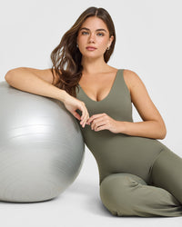 SoftMotion™ Scoop Back Flared All In One Long | Alpine Green