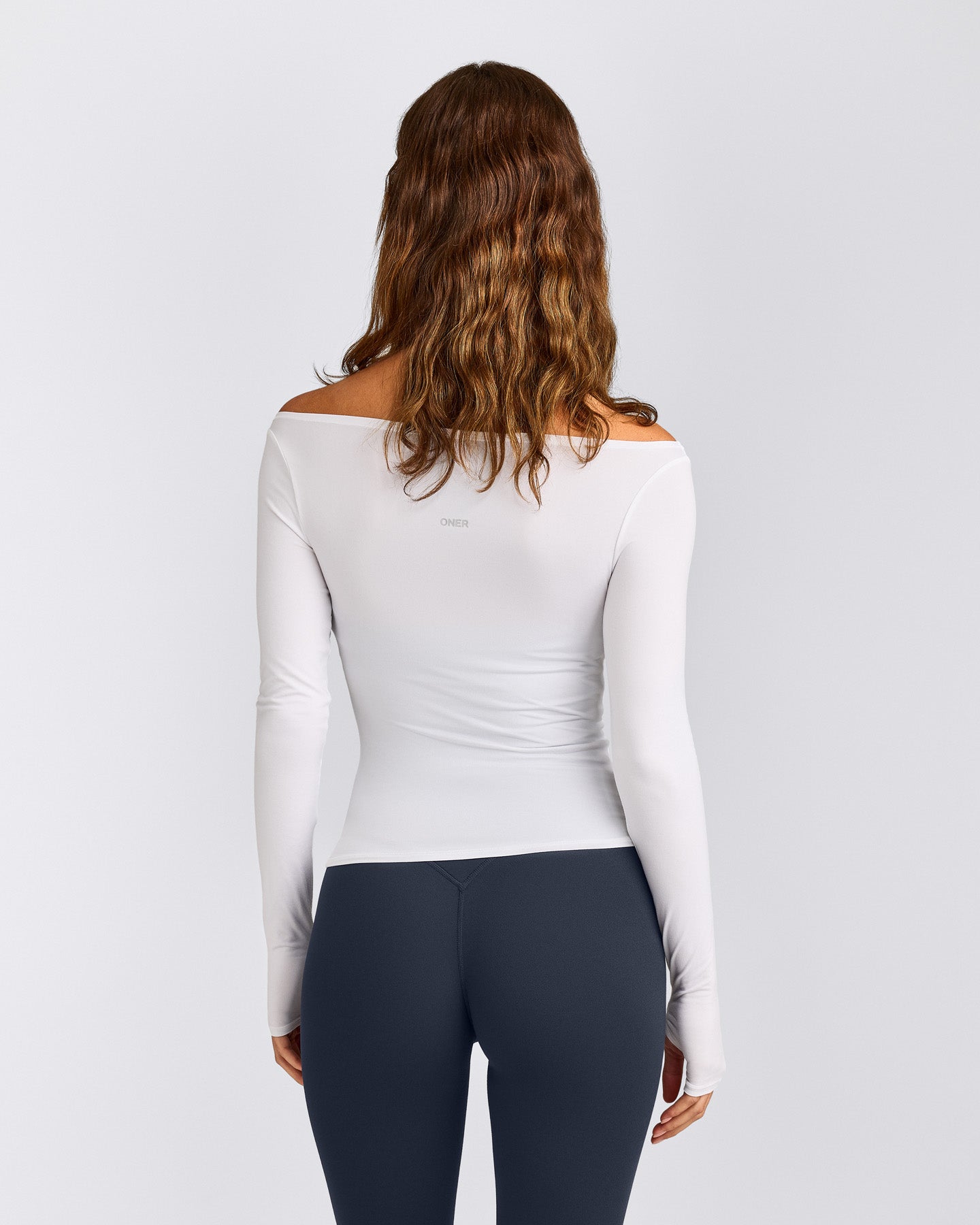 FormeSoft™ Fitted Off-The-Shoulder Long Sleeve Top | White