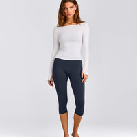 FormeSoft™ Fitted Off-The-Shoulder Long Sleeve Top | White