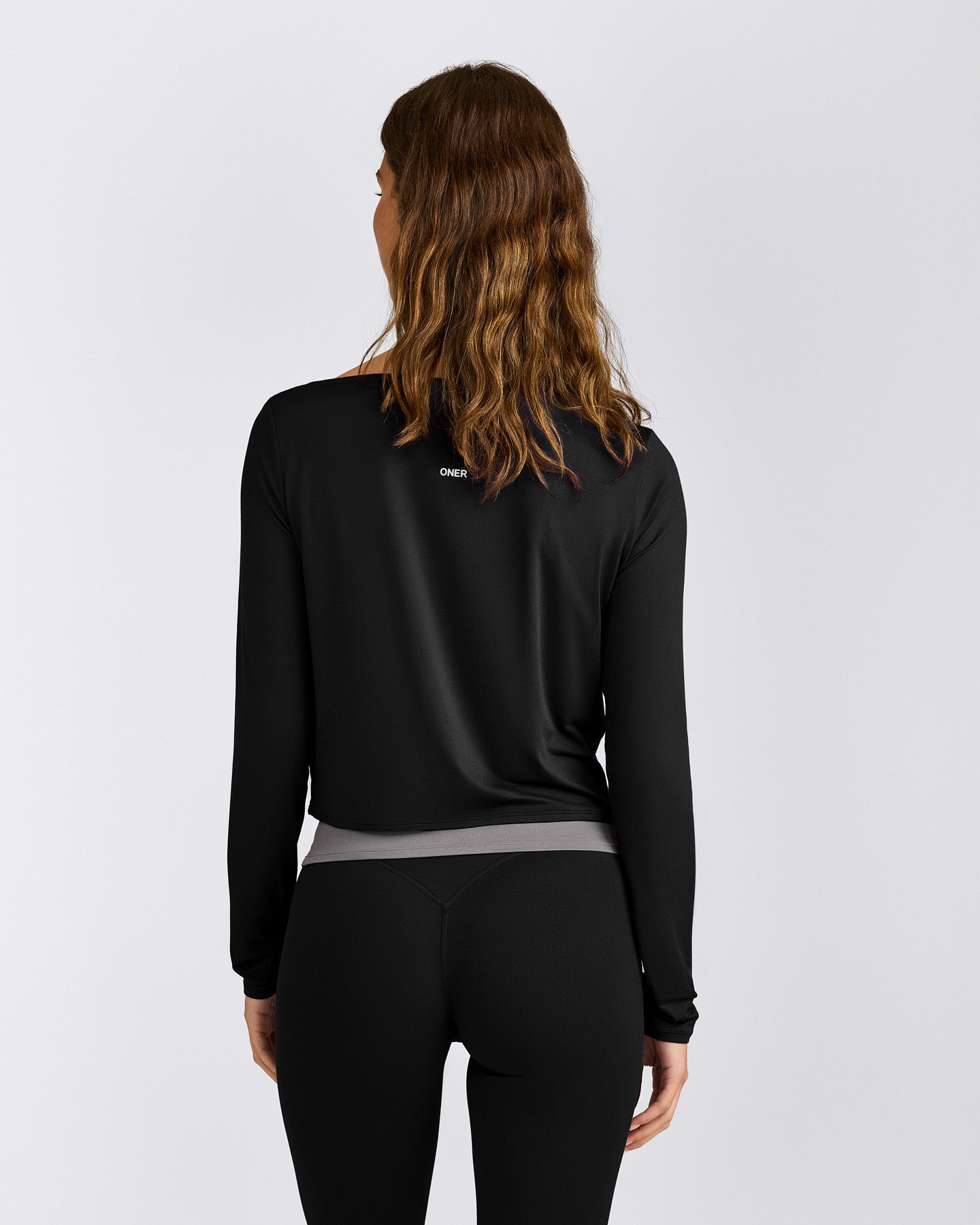 FormeSoft™ Relaxed Slash Neck Long Sleeve Top | Black