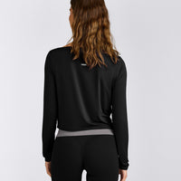 FormeSoft™ Relaxed Slash Neck Long Sleeve Top | Black