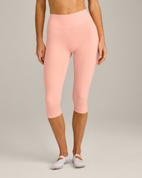 SoftMotion™ High Waisted Capri Leggings with Grey Logo | Peach Orange