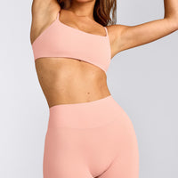 SoftMotion™ High Waisted Capri Leggings with Grey Logo | Peach Orange