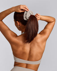 SoftMotion™ Scrunchie with White Logo | Warm Sand