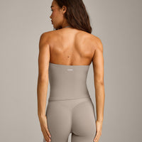 SoftMotion™ Strappy Halter Neck Vest with Built in Bra Shelf with White Logo | Warm Sand