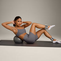 SoftMotion™ Strappy Sports Bra with Grey Logo | Ash Grey