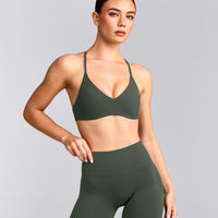 EasyLift™ Ultra Minimal Bralette with Grey Logo | Dark Khaki
