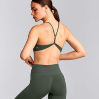 EasyLift™ Ultra Minimal Bralette with Grey Logo | Dark Khaki