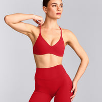 EasyLift™ Ultra Minimal Bralette with Grey Logo | Fiery Red