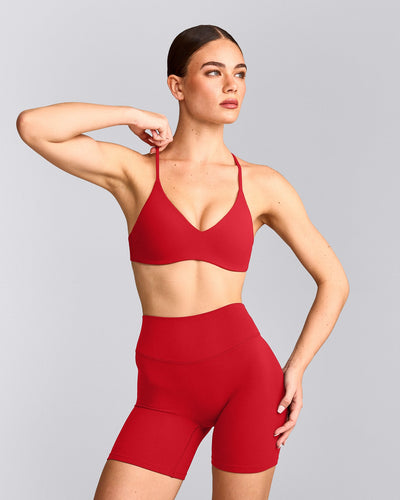 EasyLift™ Ultra Minimal Bralette with Grey Logo | Fiery Red