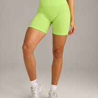 EffortlessLift™ Seamless Shorts with Grey Logo | Citrus Green