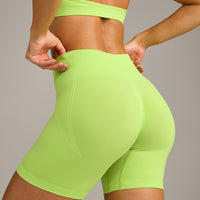 EffortlessLift™ Seamless Shorts with Grey Logo | Citrus Green