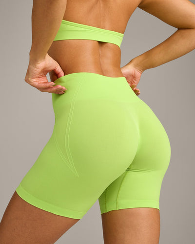 EffortlessLift™ Seamless Shorts with Grey Logo | Citrus Green