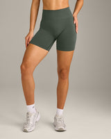 EffortlessLift™ Seamless Shorts with Grey Logo | Dark Khaki