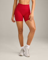 EffortlessLift™ Seamless Shorts with Grey Logo | Fiery Red