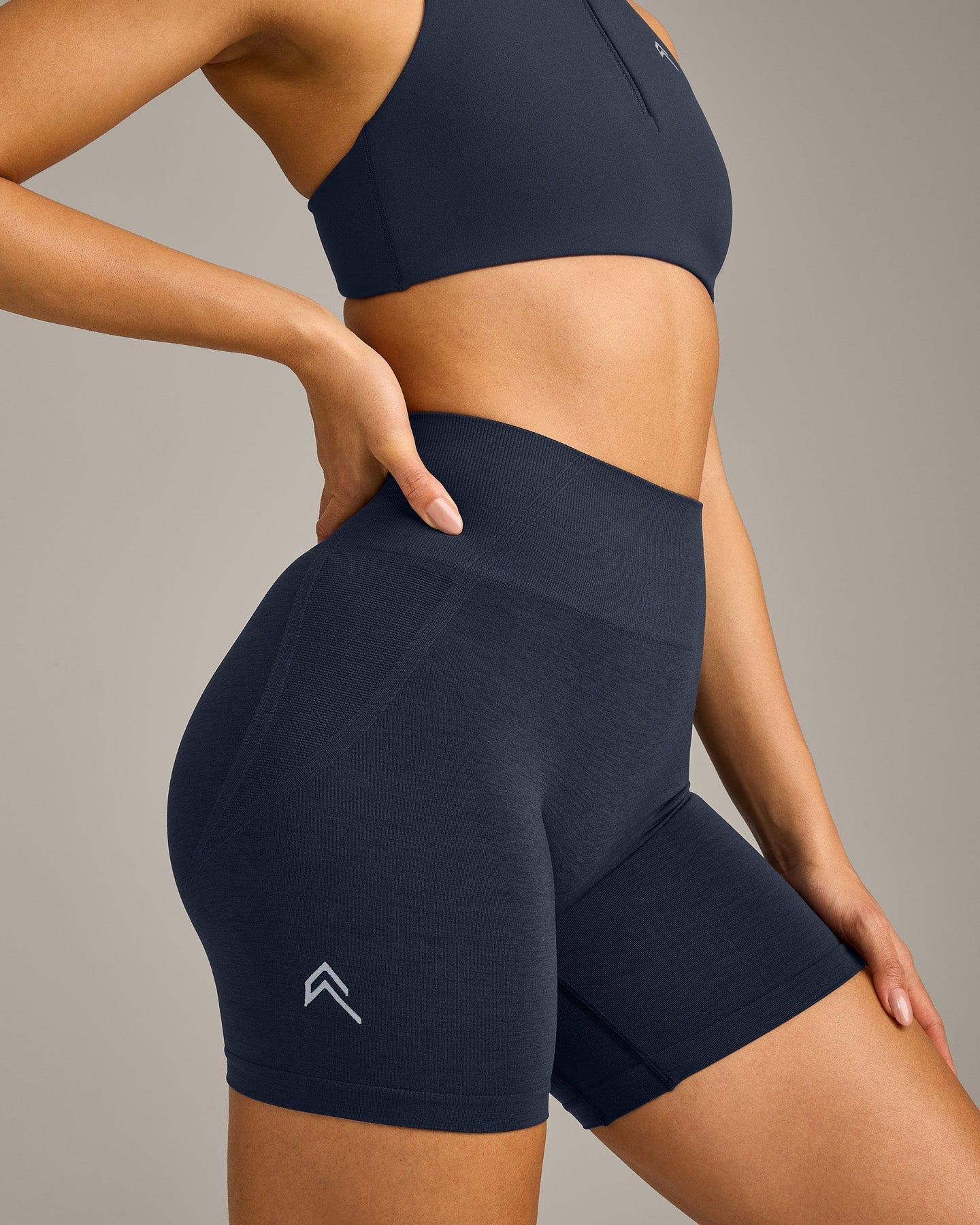 EffortlessLift™ Seamless Shorts with Grey Logo | True Blue