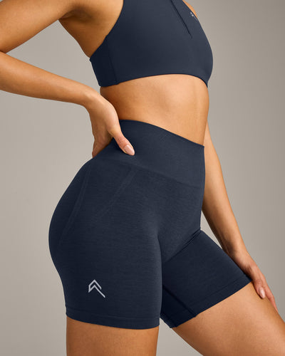 EffortlessLift™ Seamless Shorts with Grey Logo | True Blue
