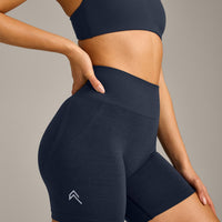 EffortlessLift™ Seamless Shorts with Grey Logo | True Blue