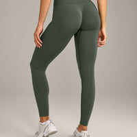 EffortlessLift™ Seamless Leggings with Grey Logo | Dark Khaki