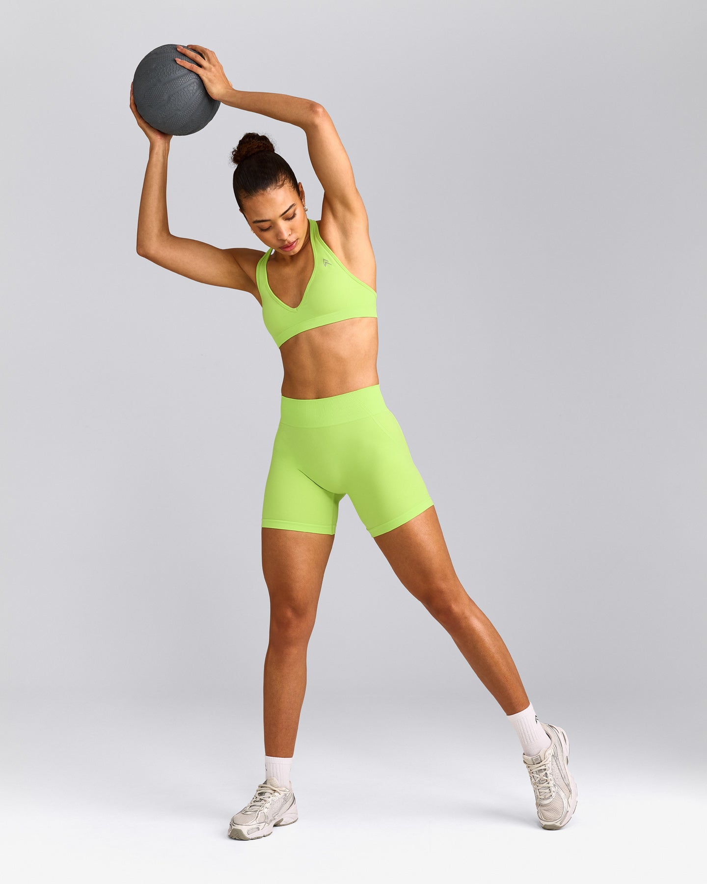 EffortlessLift™ Seamless Mid Rise Shorts with Grey Logo | Citrus Green