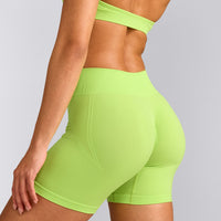 EffortlessLift™ Seamless Mid Rise Shorts with Grey Logo | Citrus Green