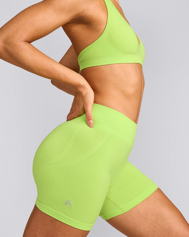 EffortlessLift™ Seamless Mid Rise Shorts with Grey Logo | Citrus Green
