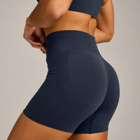 EffortlessLift™ Seamless Mid Rise Shorts with Grey Logo | True Blue