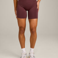EffortlessLift™ Seamless Mid Rise Shorts with Grey Logo | Velvet Mocha