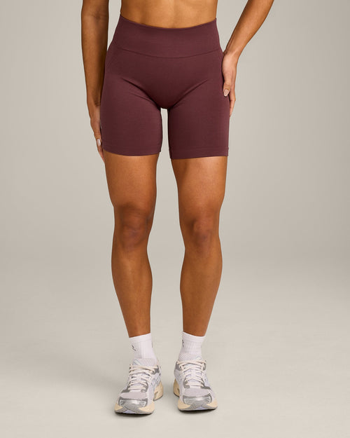 Oner Modal EffortlessLift™ Seamless Mid Rise Shorts with Grey Logo | Velvet Mocha