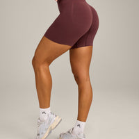 EffortlessLift™ Seamless Mid Rise Shorts with Grey Logo | Velvet Mocha