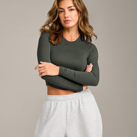 Mellow™ Motion Crew Neck Long Sleeve Mid Top | Dark Khaki