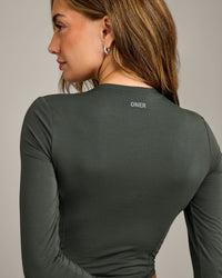 Mellow™ Motion Crew Neck Long Sleeve Mid Top | Dark Khaki