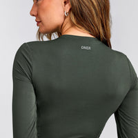 Mellow™ Motion Crew Neck Long Sleeve Mid Top | Dark Khaki