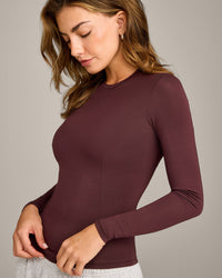 Mellow™ Motion Crew Neck Long Sleeve Top | Light Velvet Mocha