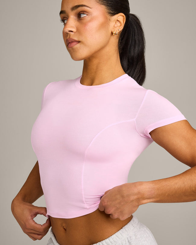 Mellow™ Motion Crew Neck Mid Top | Chalk Pink