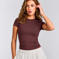 Mellow™ Motion Crew Neck Top | Light Velvet Mocha