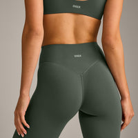 SoftMotion™ High Waisted Leggings with Grey Logo | Dark Khaki